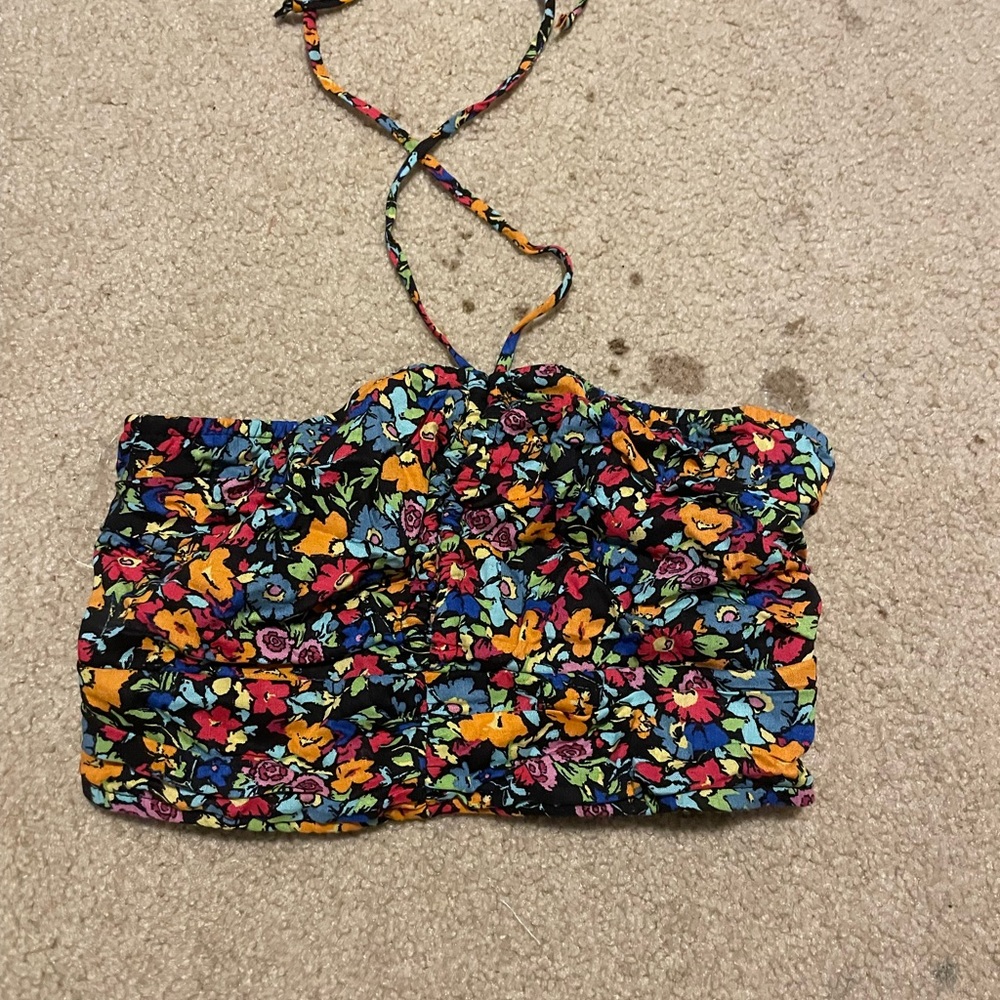 target tie up tube top with flower print